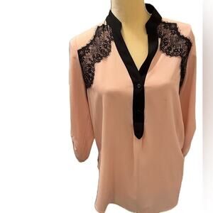 BCX Mauve Lace Detail 3/4 Sleeve Top Size M